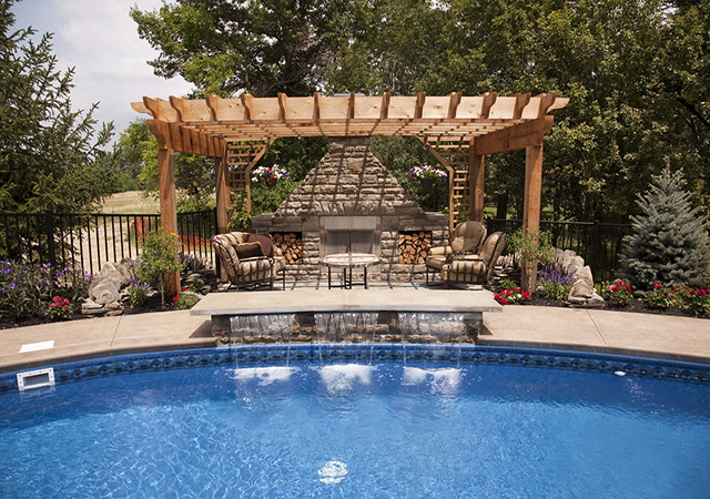 Luxury backyard with a pool